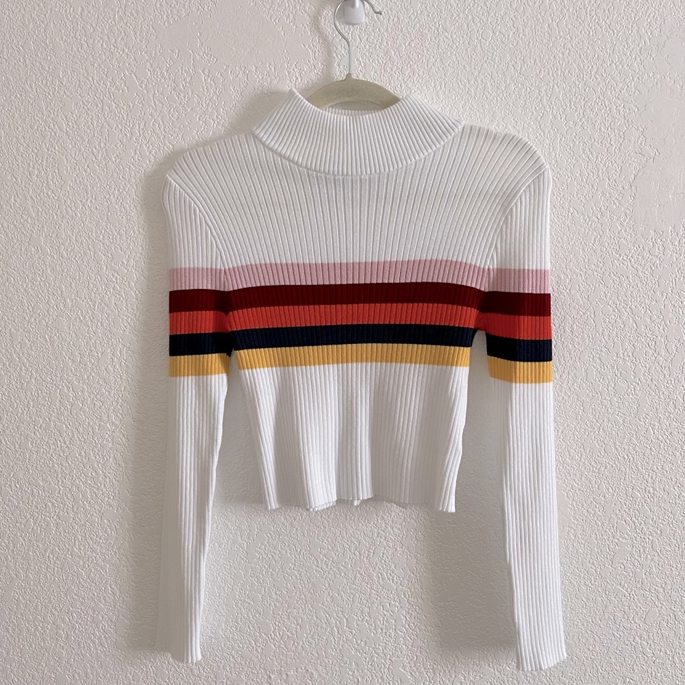 Ribbed Cropped Turtleneck Long Sleeve - Picture 1 of 4